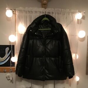 Faux Leather black puffer coat Oversized XL With The Girls By AVEC LES FILLES